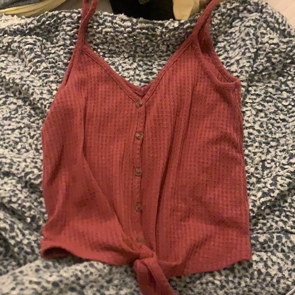 maroon wild fable tank with tie at the bottom. size xs
